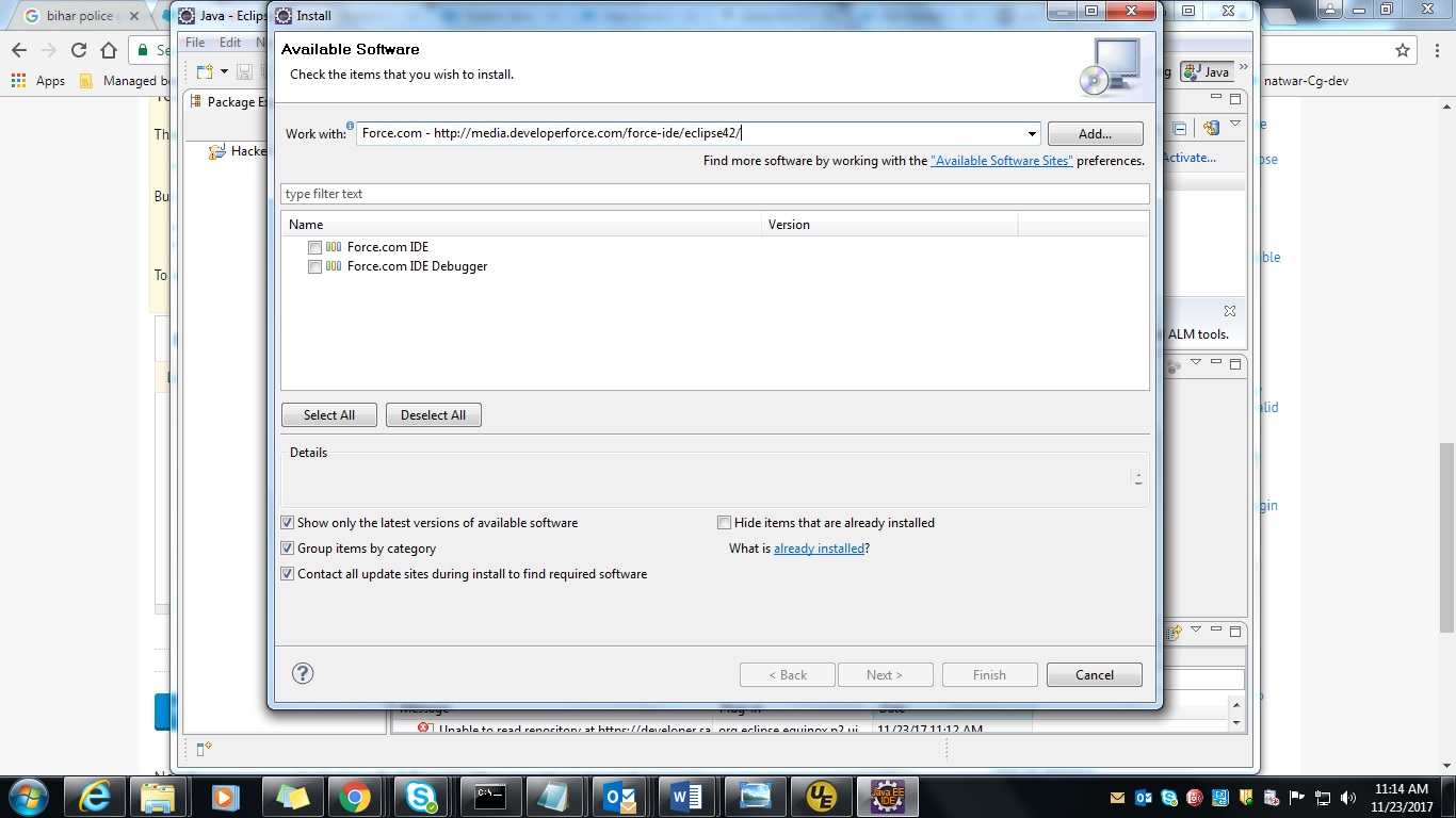 eclipse Unable to install plugin IDE getting error