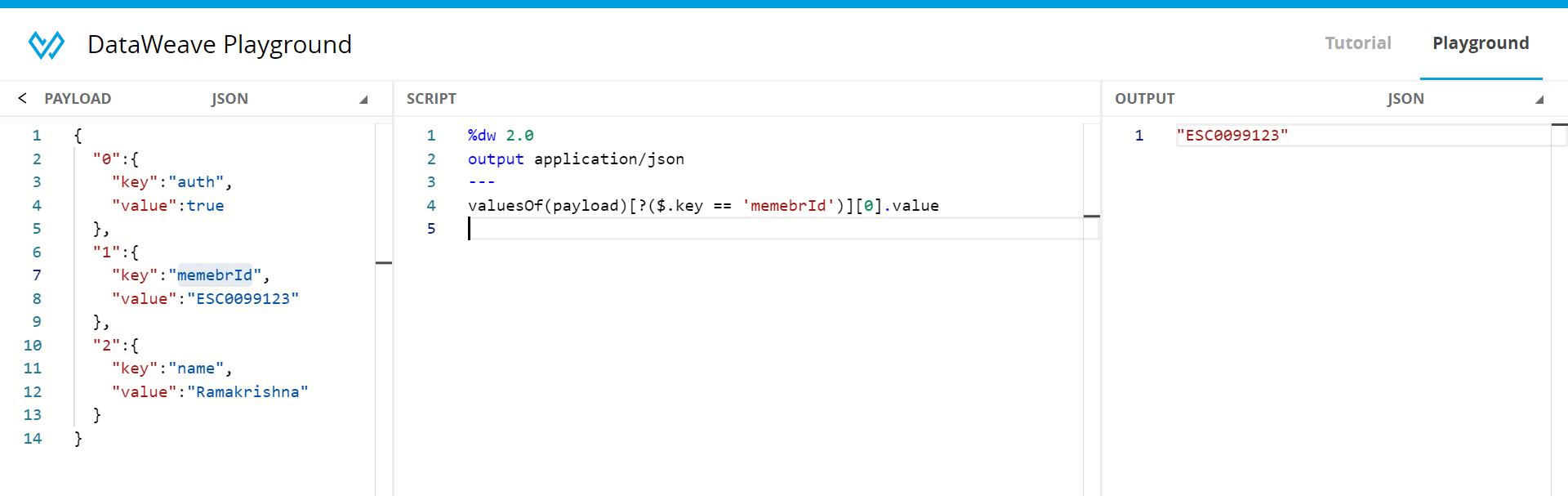 mule4 How to get hashmap particular key value in mule dataweave
