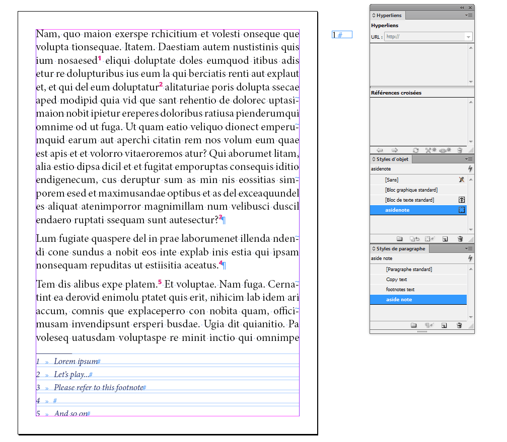 InDesign Cross reference footnotes numbers Graphic