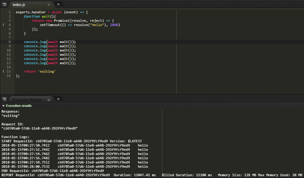 node.js How to wait for async actions inside AWS Lambda? Stack Overflow