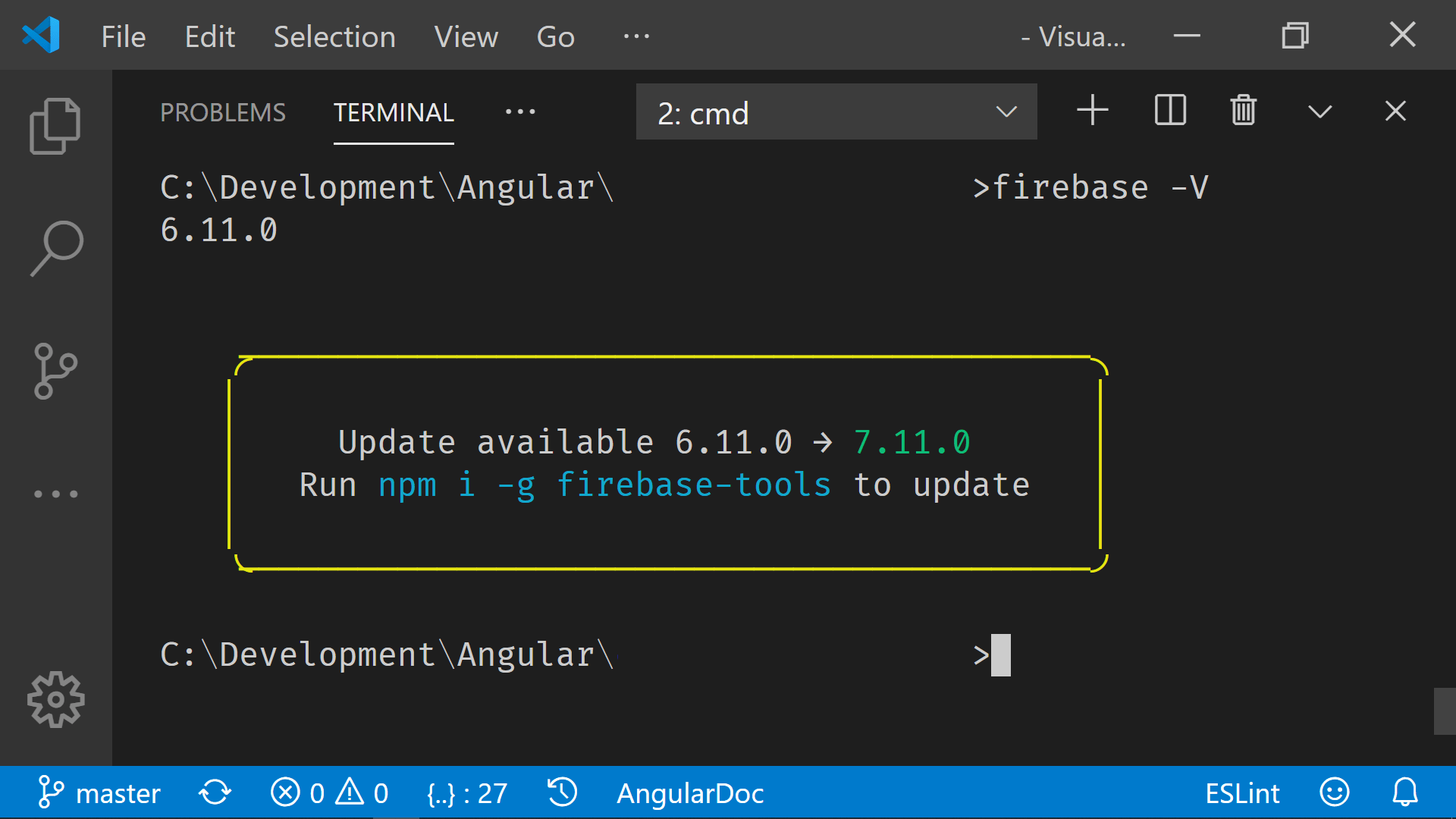 firebase version is not updating through 2022 Codeteacher