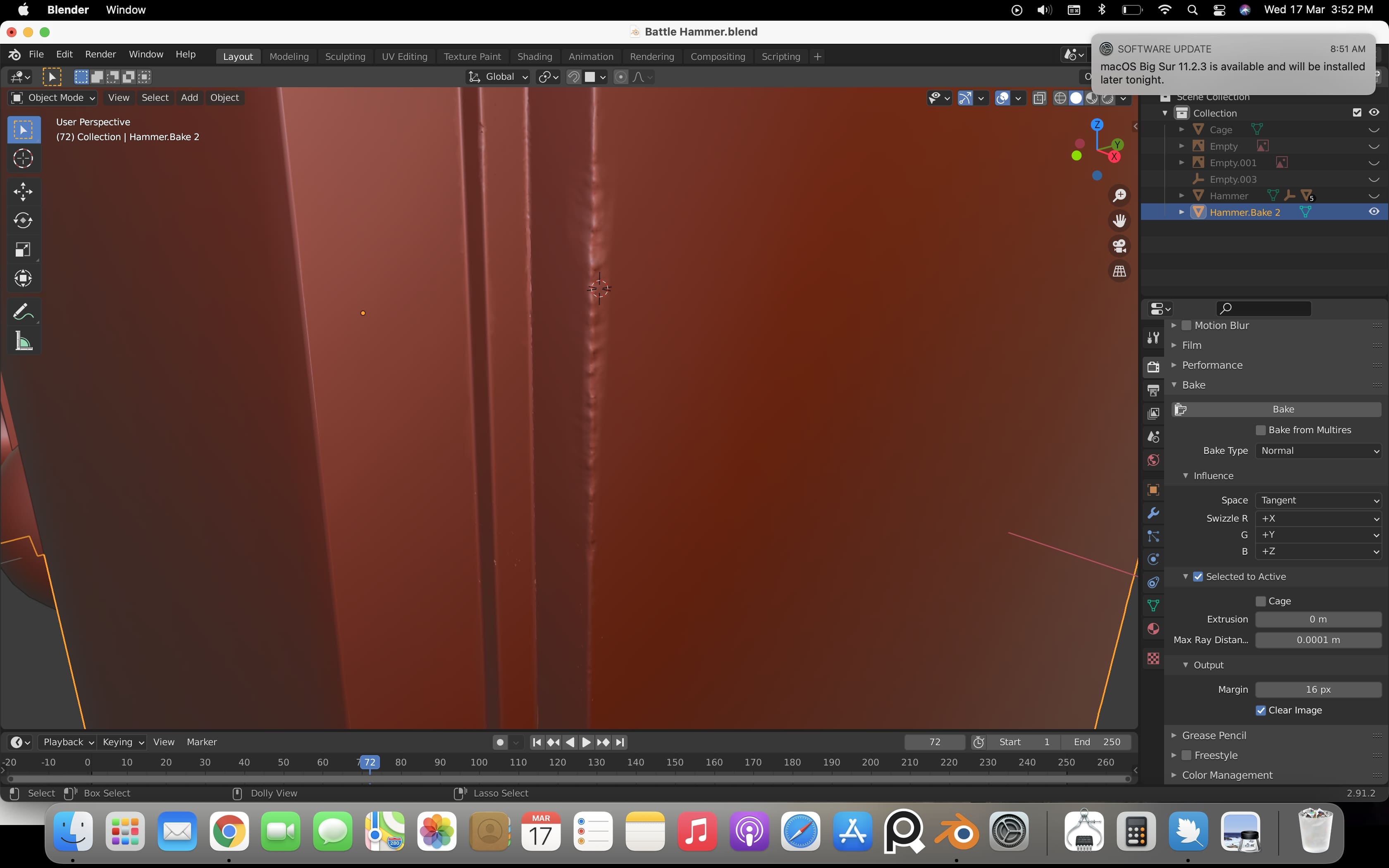 Creating a cage for baking for a mesh that has a gap in it Blender