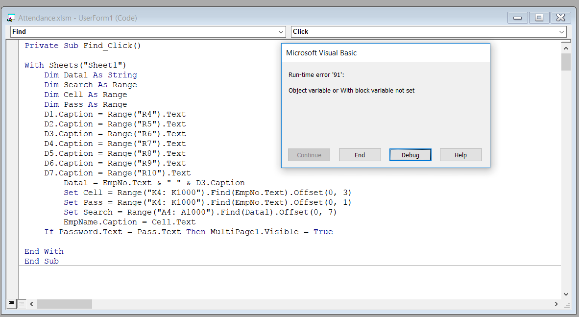 vba Error when using find on a concatenated string variable Stack
