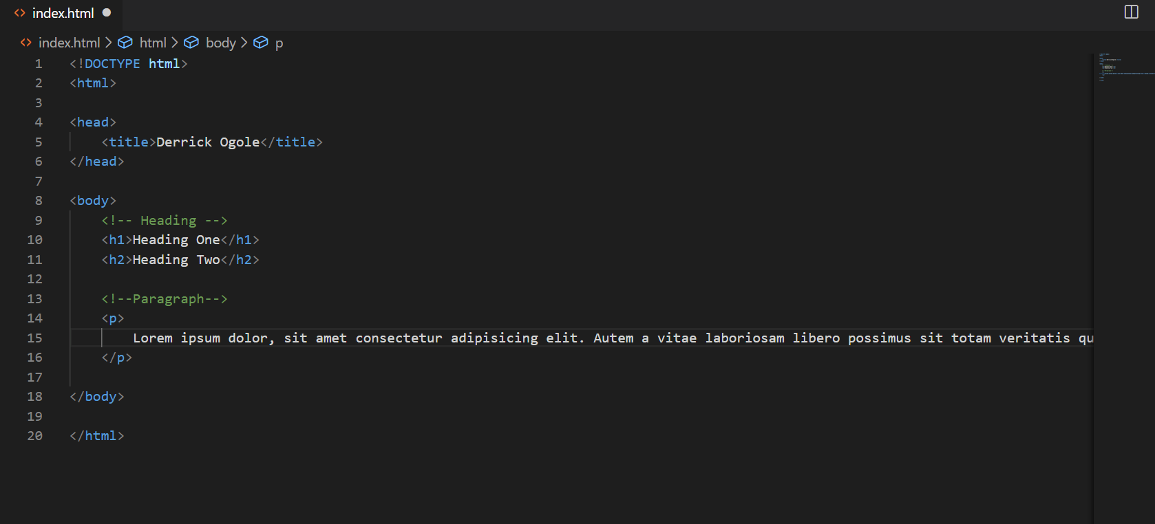 html How do I reduce the width of my editor file in