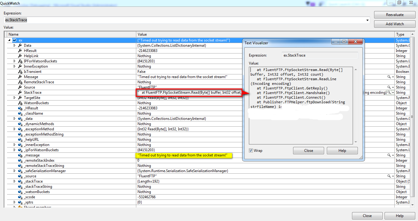 FTPClient Timed out trying to read data from the socket
