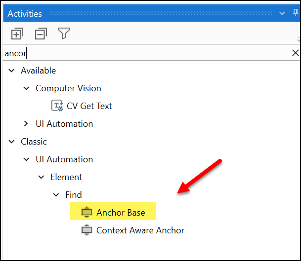 UiPath Anchor Base Activity Deprecation / Not Able to Find It Stack