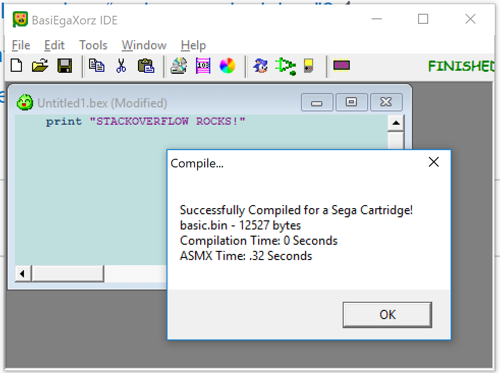 device emulation Where does BasiEgaXorz write its compiled Sega