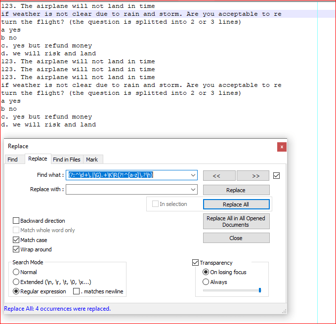 Conditional merging of lines of Characters in Notepad++ Super User