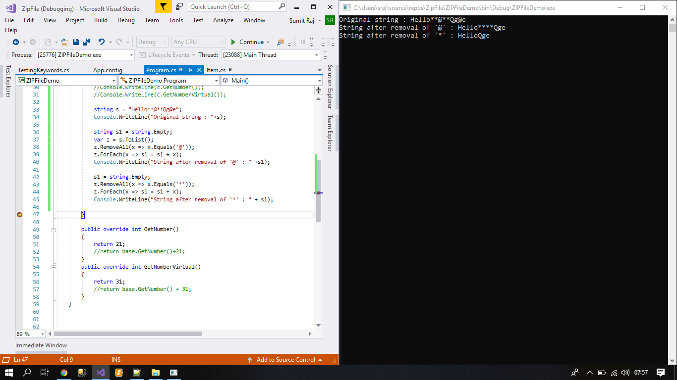 c Remove all concurrences of a specific character from a string with string.Remove() Stack