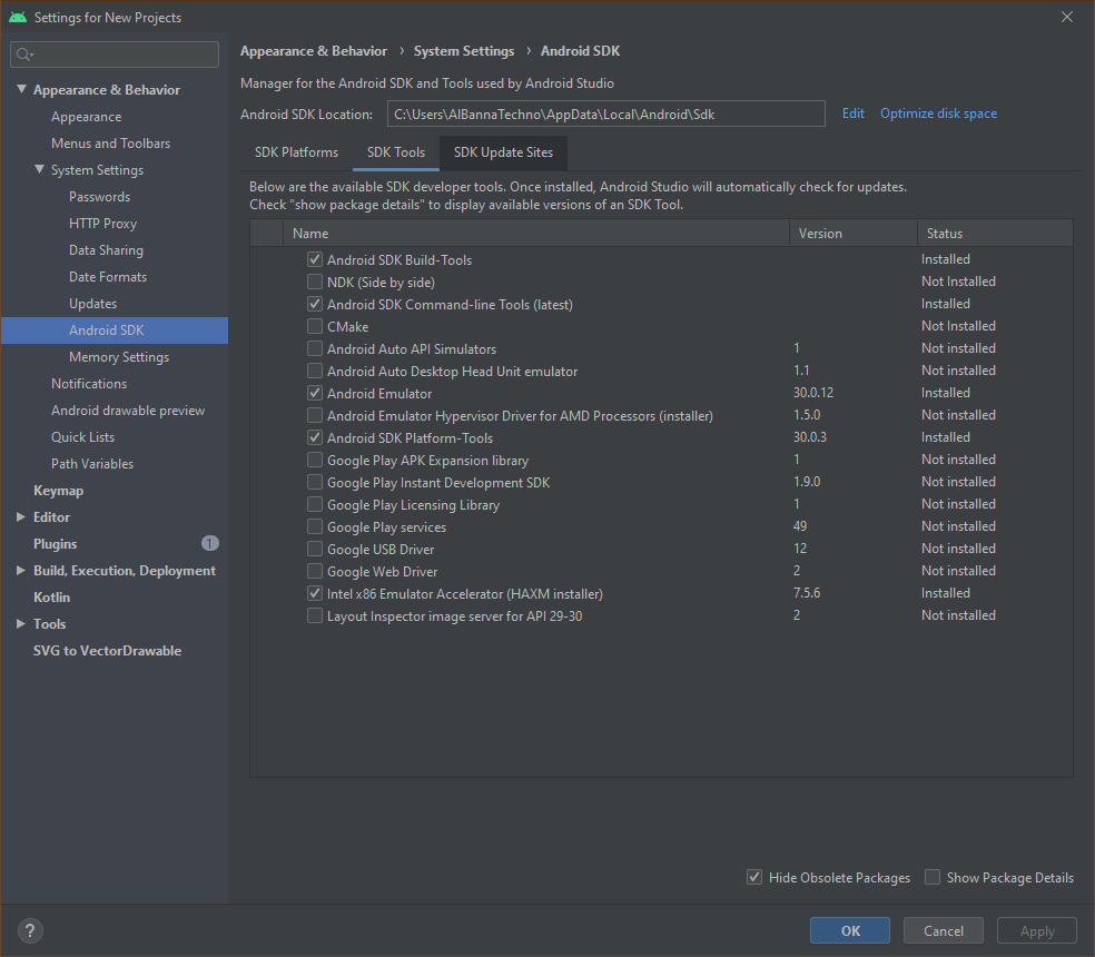 Android SDK API offline documentation does not work on