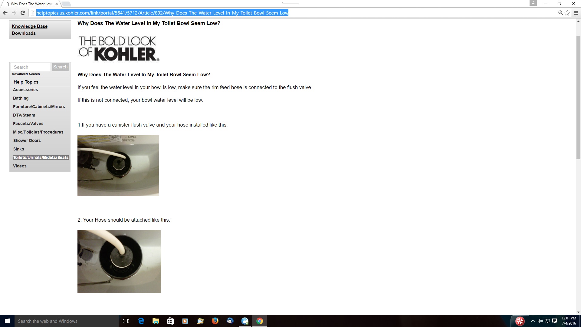 How to control the level of water in the toilet bowl? - Home