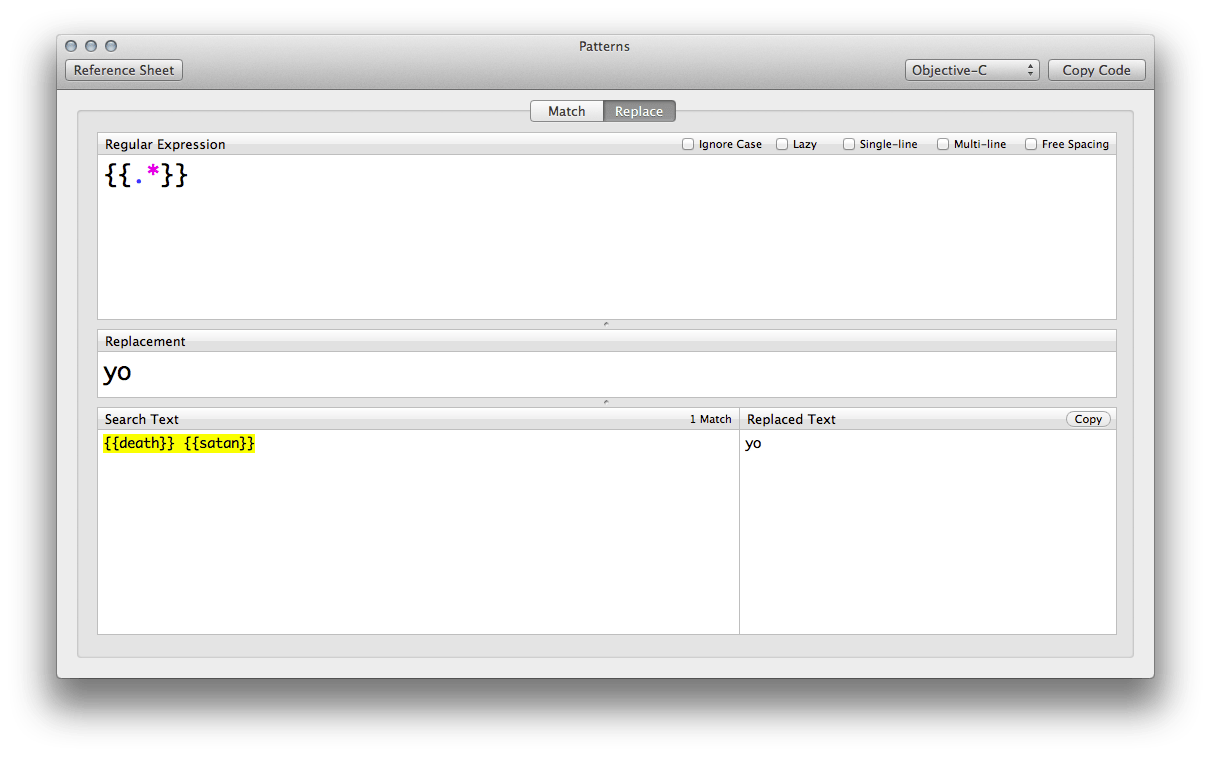 Match Regex pattern- Scan, find and test strings
