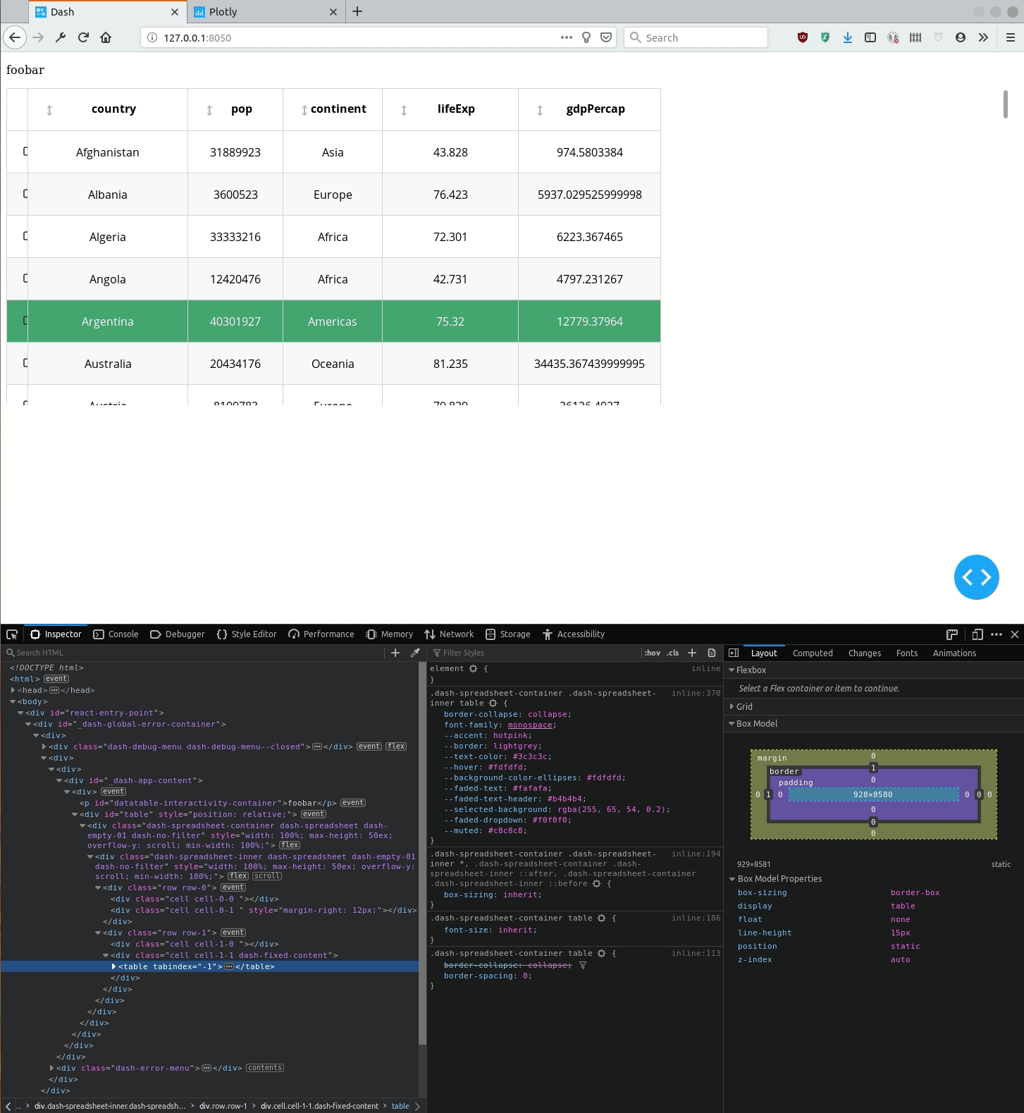 plotly dash How to apply CSS to the element through `DataTable