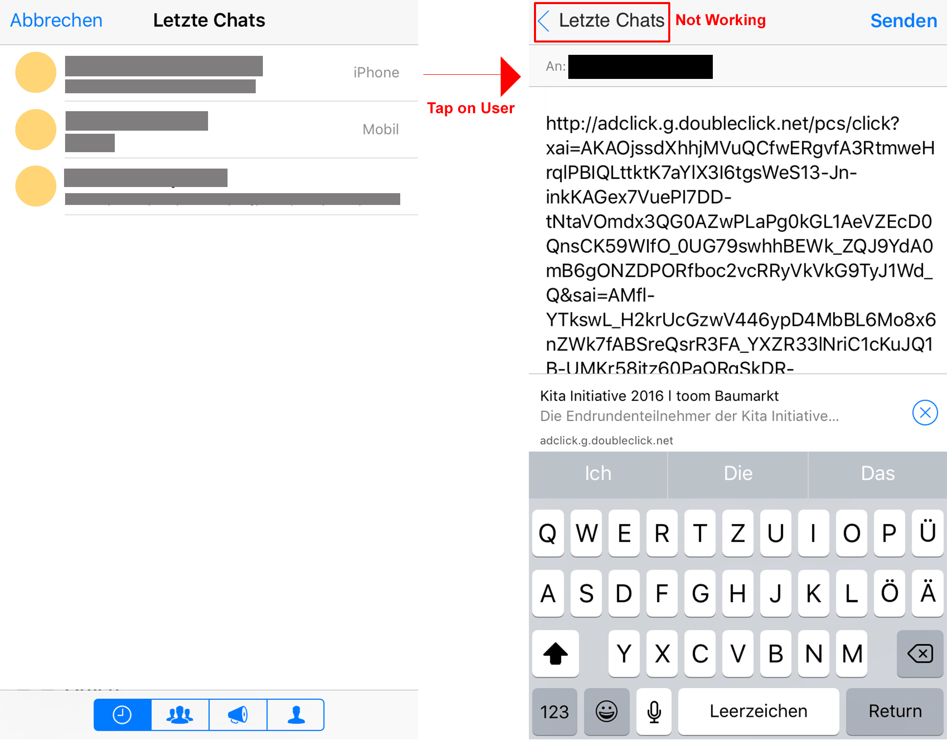 ios UIActivityViewController WhatsApp back to chats