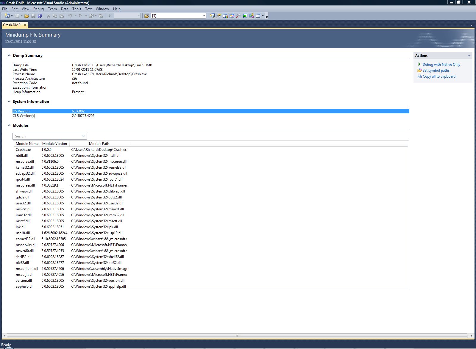 Debugging dump files in Visual Studio Gang of Coders