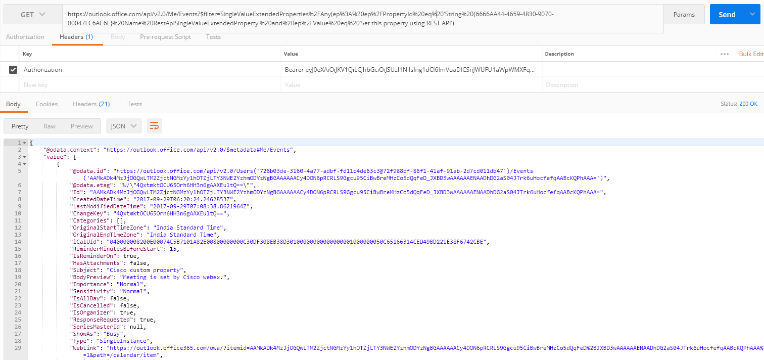 microsoft graph api Outlook Rest API push notifications Filter the