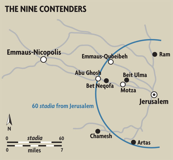 luke Was the city of Emmaus along a populated route from Jerusalem