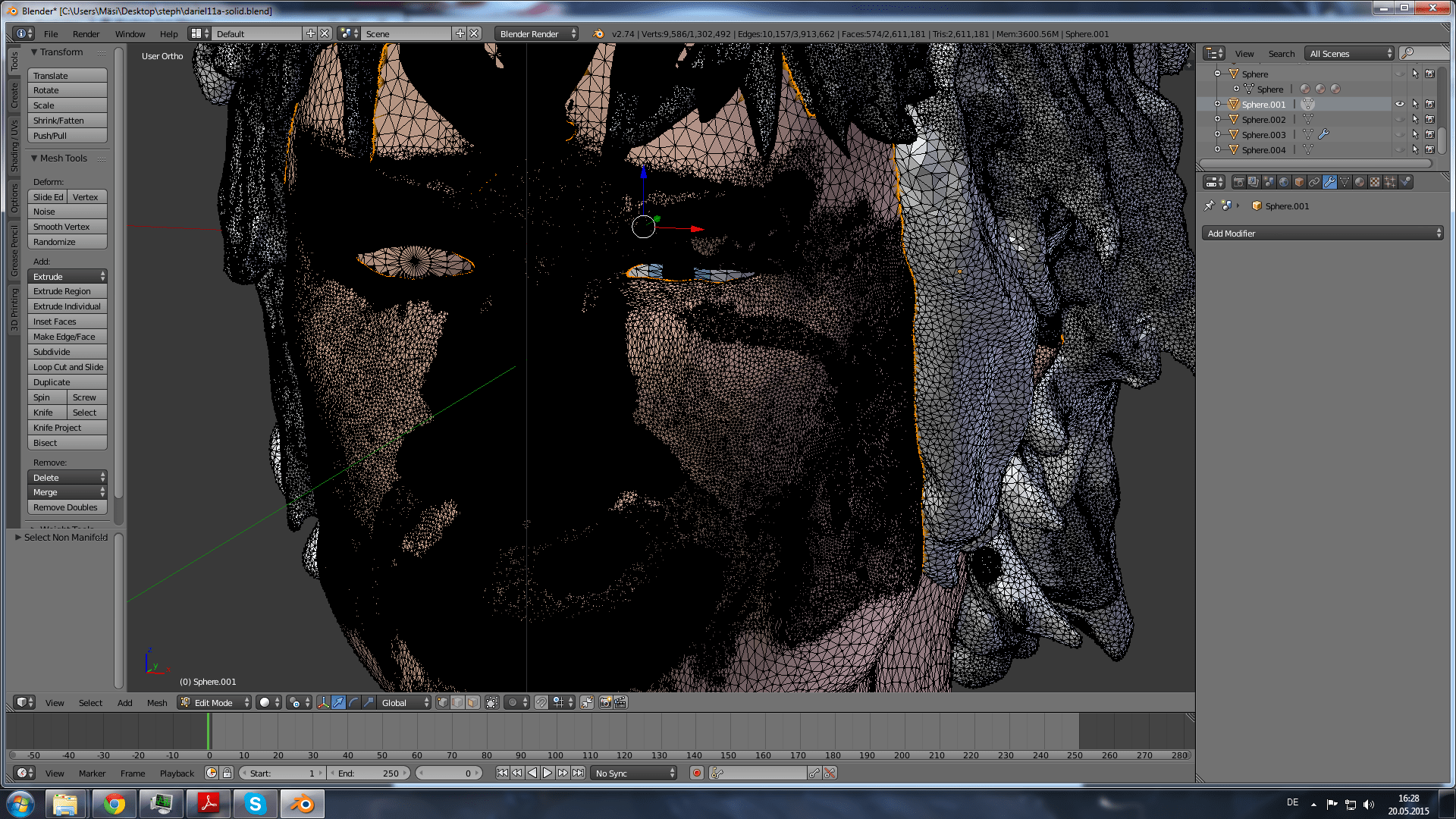 modeling Boolean Modifier Union produces non manifold edges Blender