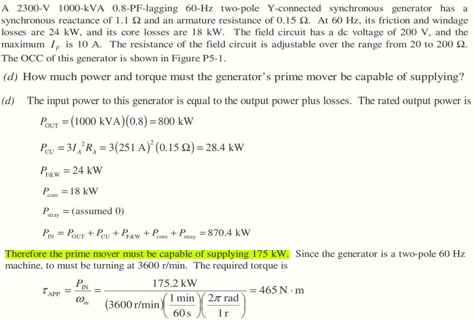 motor the generator prime mover power Electrical Engineering Stack