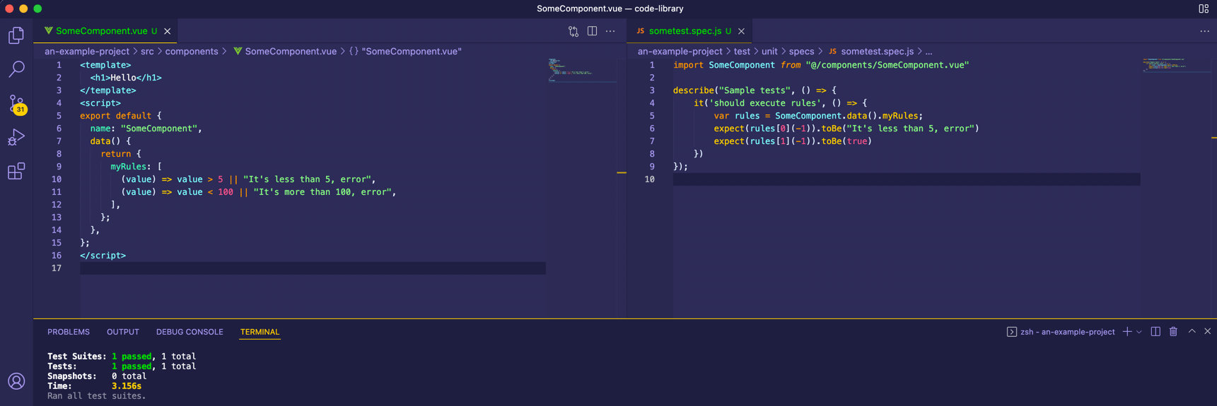 vue.js How do unit test the rules of vuetify vtext field with jest