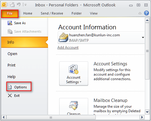 how to set a default email account to word and excel