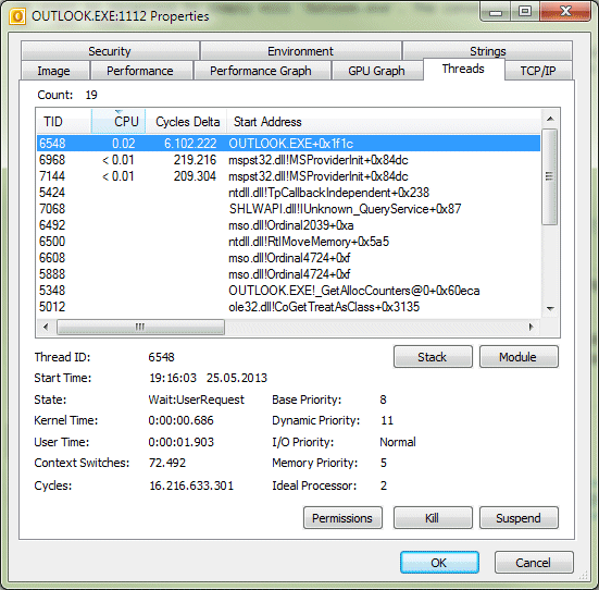windows 7 Process Outlook.exe can't be killed (win7/Outlook 2010