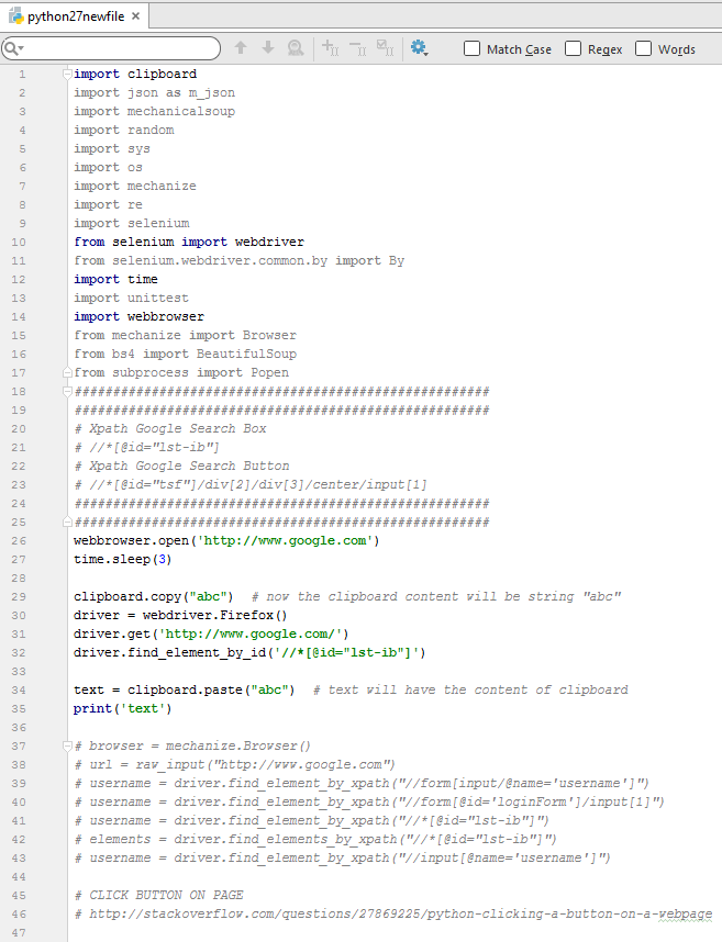 selenium Use Python to go through Google Search Results for given
