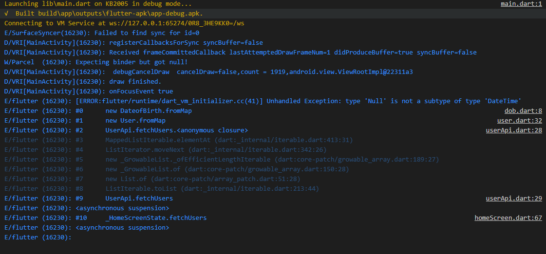 api ERRORflutter/runtime/dart_vm_initializer.cc(41) Unhandled