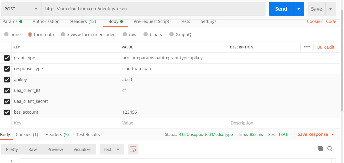 postman 415 unsupported media type cloud API's Stack Overflow