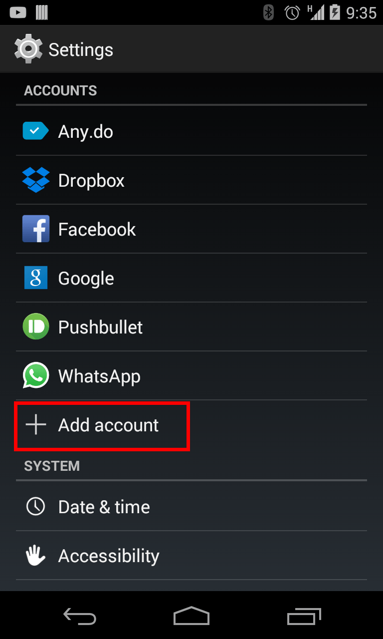 Activity for Settings "Add account" option on Android Stack Overflow