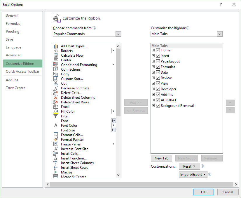 microsoft office Custom Excel Ribbon Not Showing Up in Customize