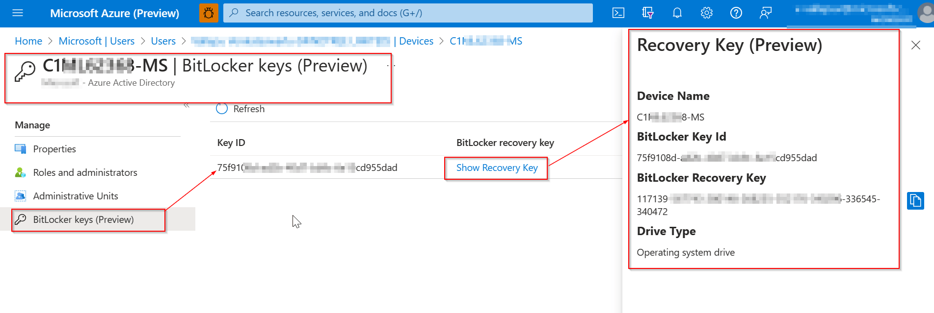 Receiving an error when trying to backup bitlocker key to Azure AD with
