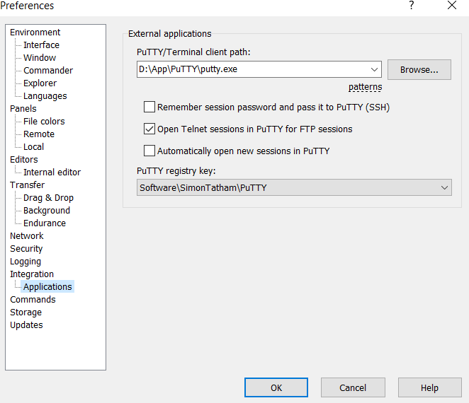 Opening session in PuTTY from WinSCP stops at "Login as" prompt instead