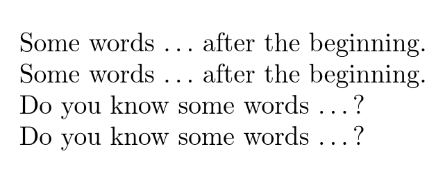 Shorter space after ellipsis TeX LaTeX Stack Exchange