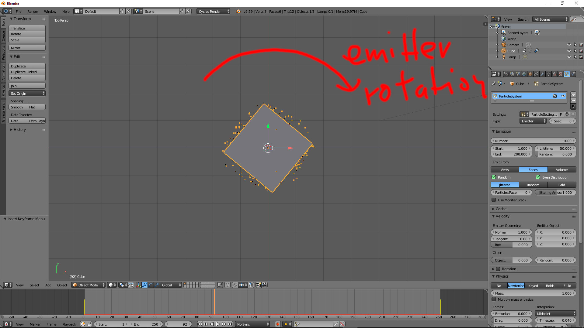 animation Particle movement attached to emitter object rotation