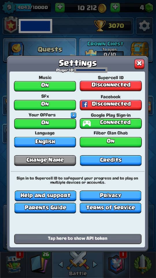 Problem in moving Clash Royale account from android to iOS Arqade