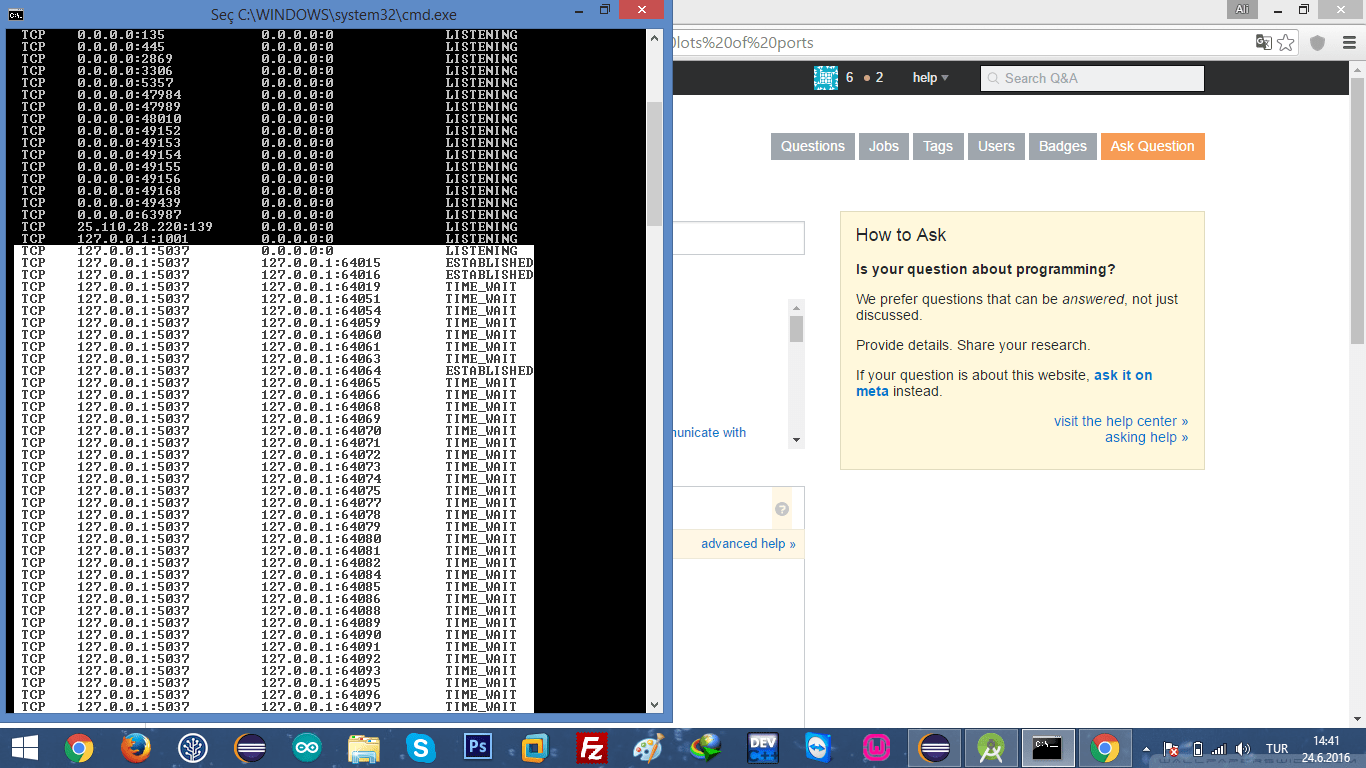 java Android studio trying to connect lots of ports on local (port