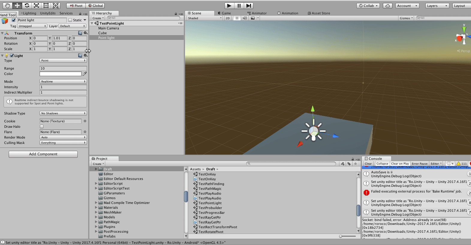 In unity editor, point light has not brightness Stack Overflow
