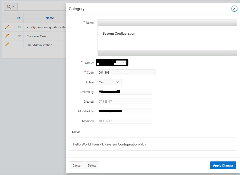 Oracle Apex 5.1 Passing HTML string into Region Stack Overflow