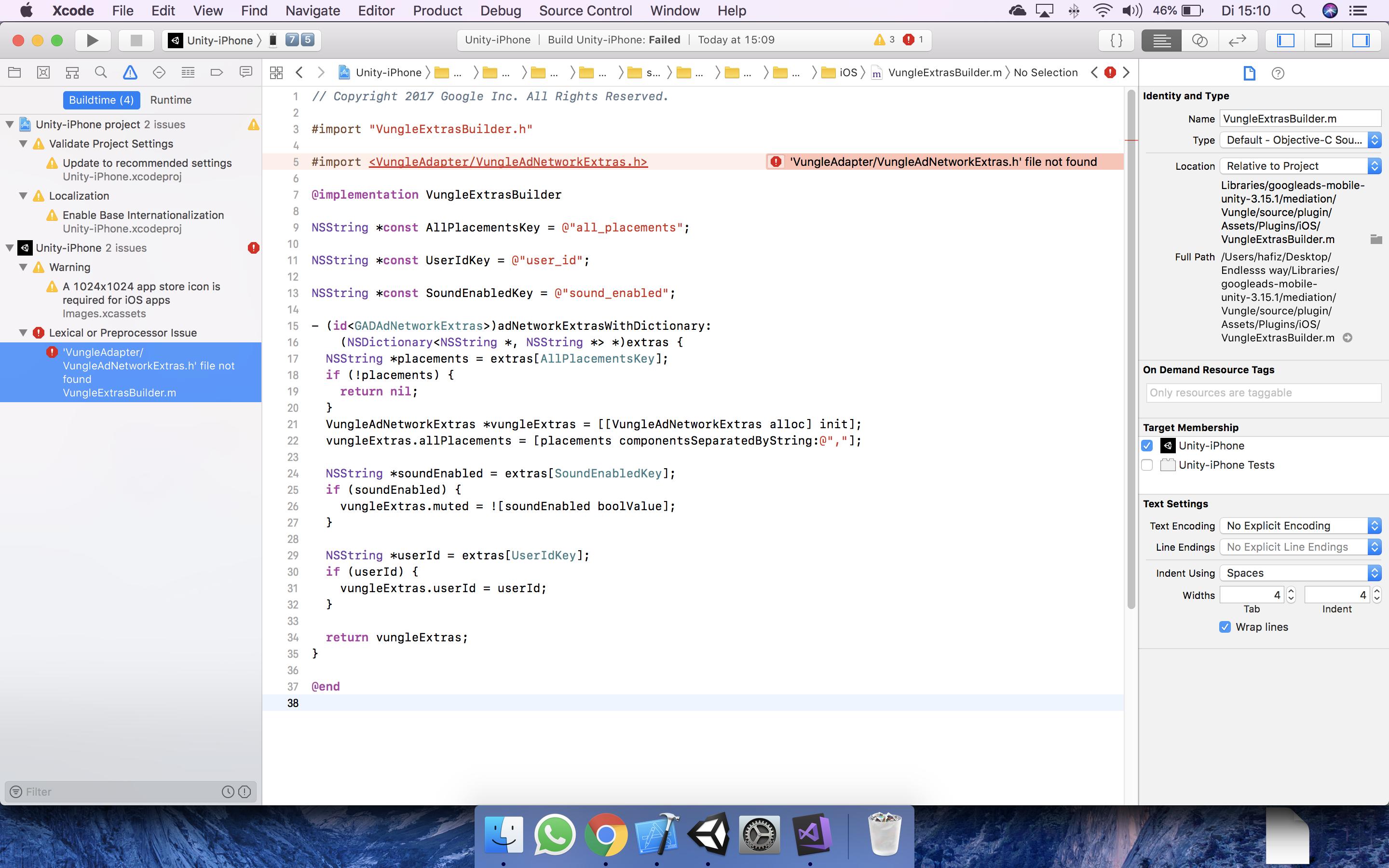 unity3d A header file is not found in Xcode Stack Overflow