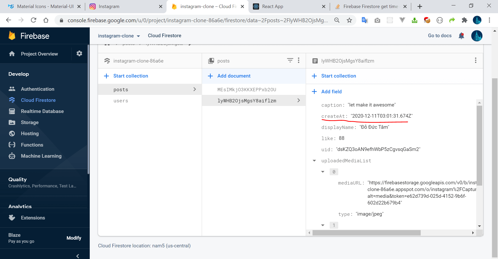 javascript Firebase Firestore get time difference