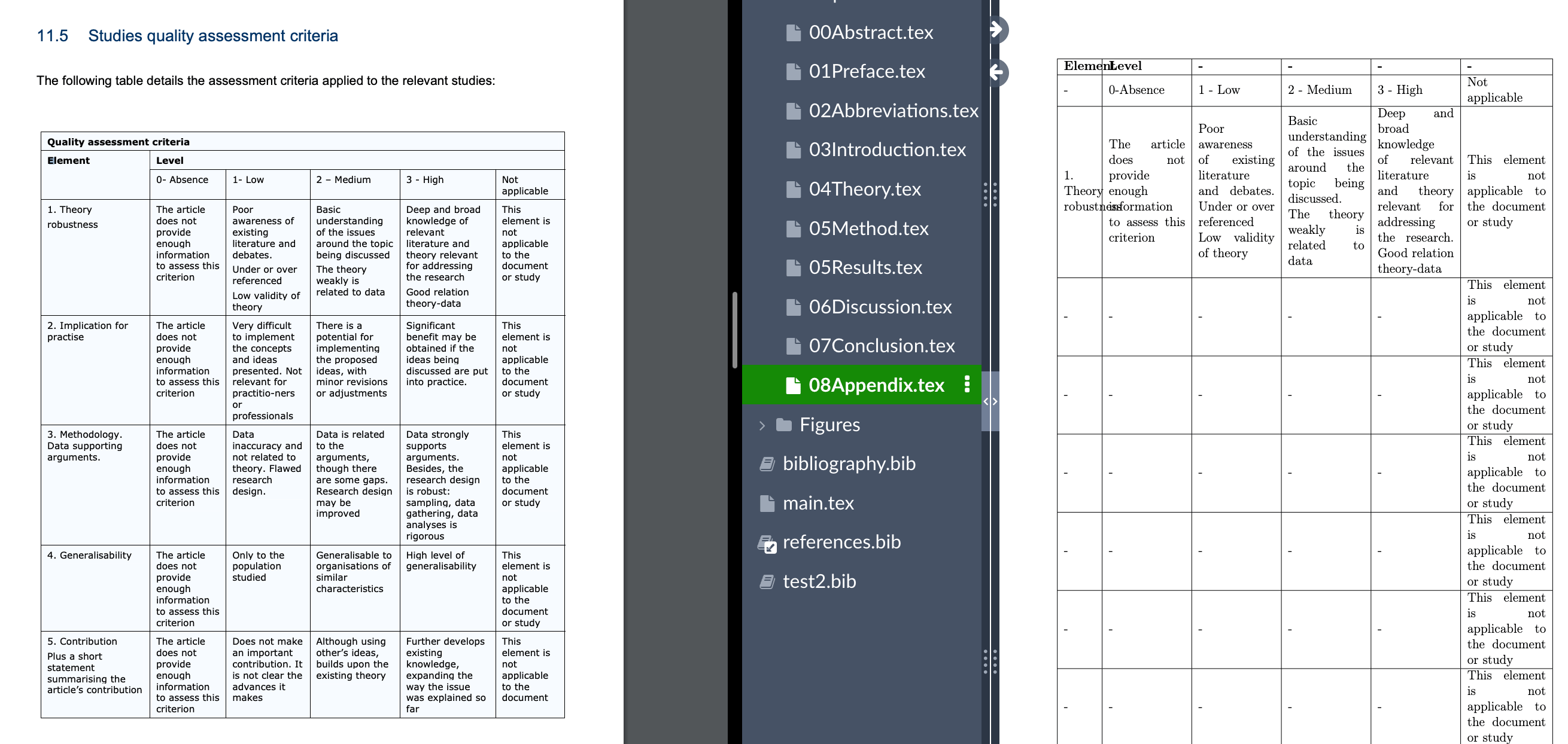 Making a specific table in overleaf (assessment criteria) TeX LaTeX