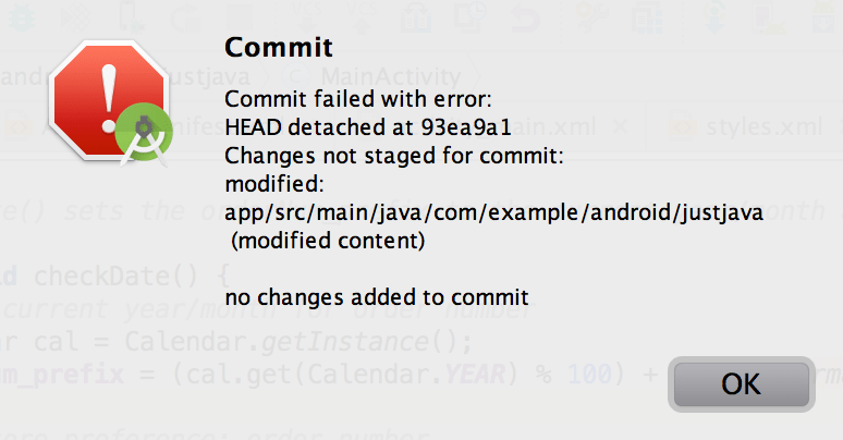 android AndroidStudio is not committing MainActivity.java to Github