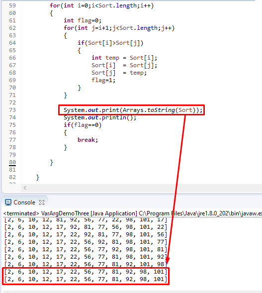 java Sorting a 2D Array by Copying it to a 1D Array, the output is