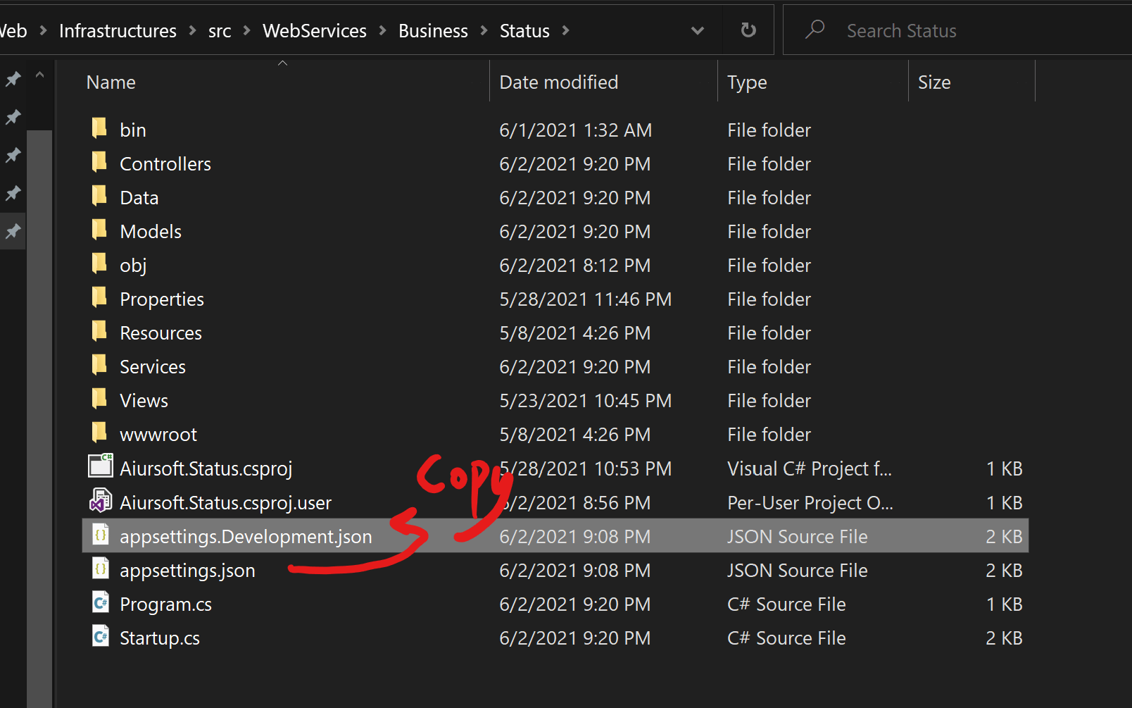 C get connection string from appsettings.json