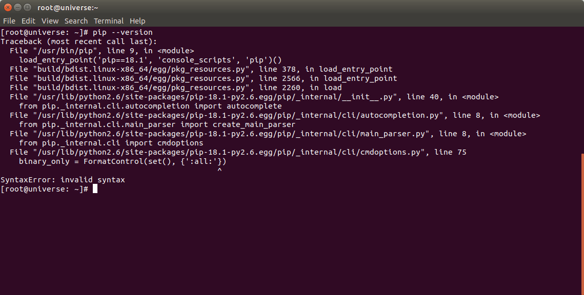 Pip invalid syntax error in RHEL