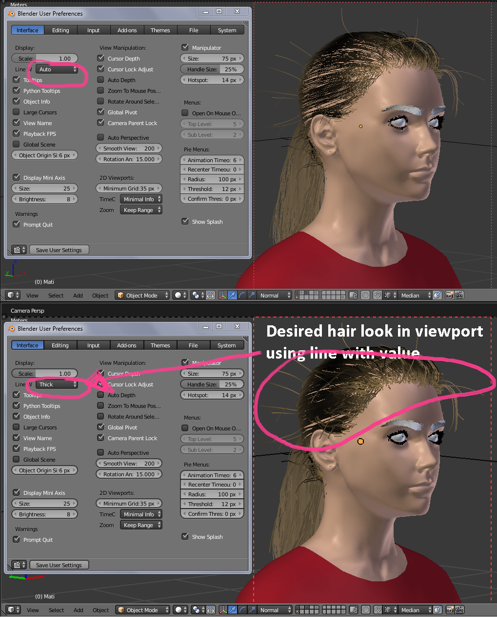 Make hairs thicker in viewport Blender Stack Exchange
