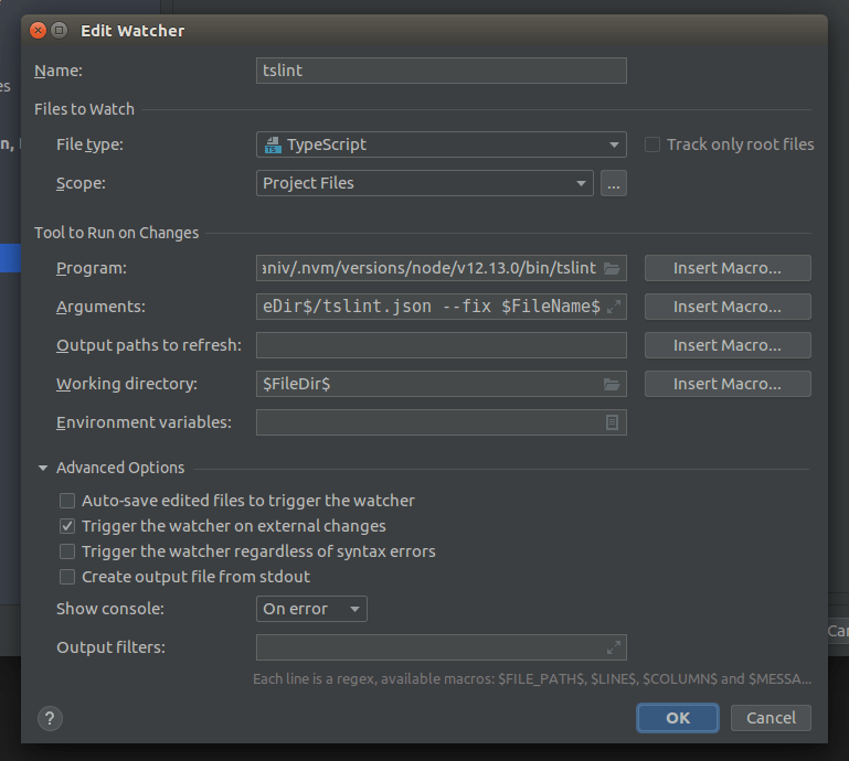 node.js How to change WebStorm enviroment settings for