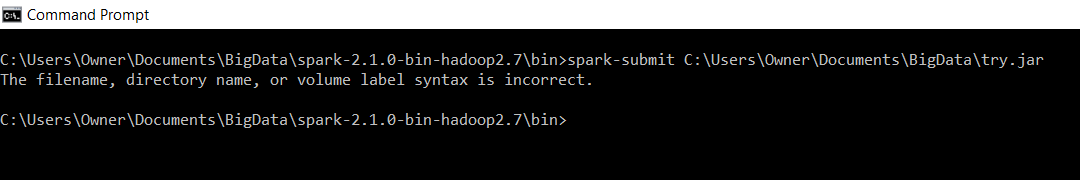 windows Why does sparksubmit fail with “The filename, directory name