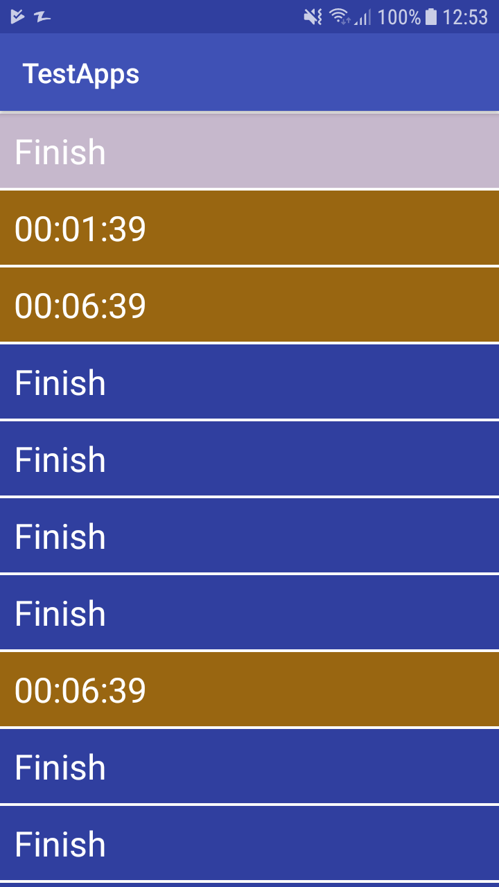 Java Recyclerview Countdown Timer Not Show In Position 0